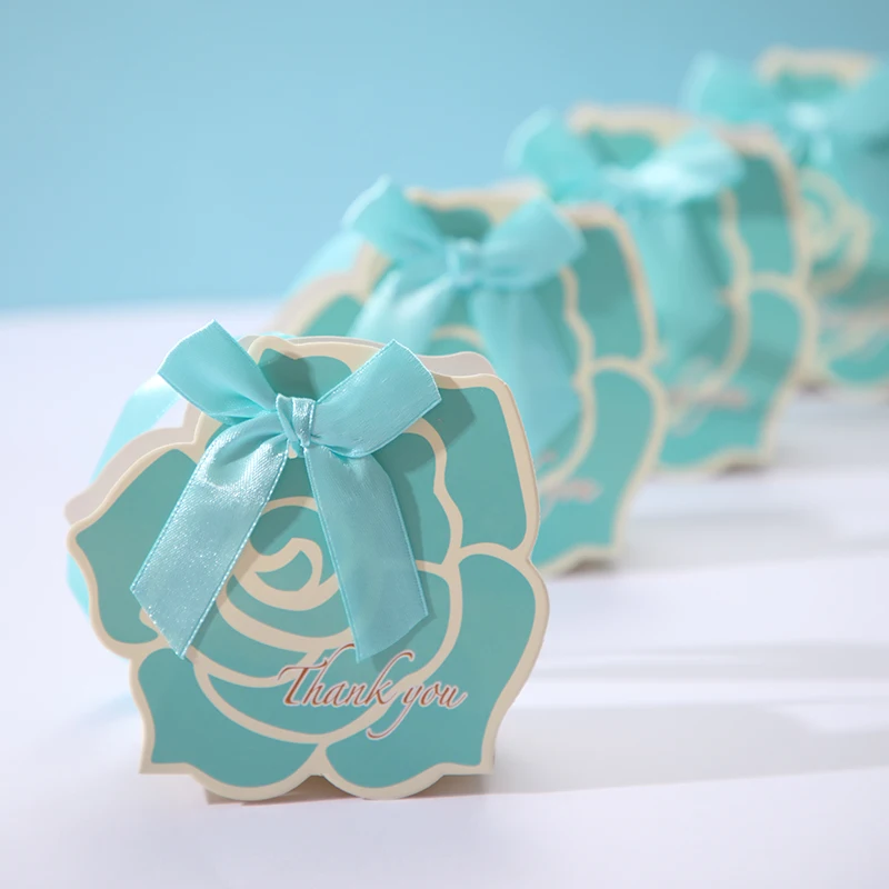 Мятно-зеленая Цветочная коробка для свадебных сувениров гостей 20/50/100 шт. большой