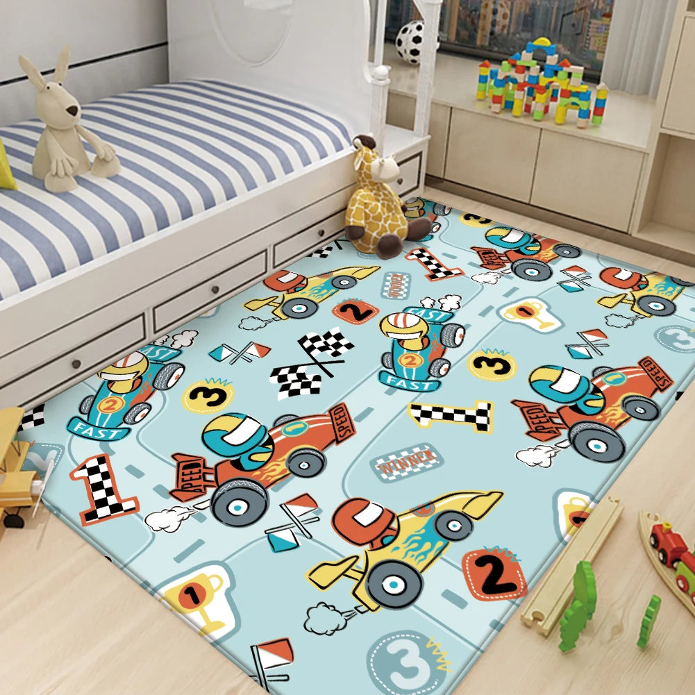 

2021 натуральный высококачественный нескользящий фланелевый ковер для детей, Детский Автомобильный Ковер с поездом, детская игровая комната...