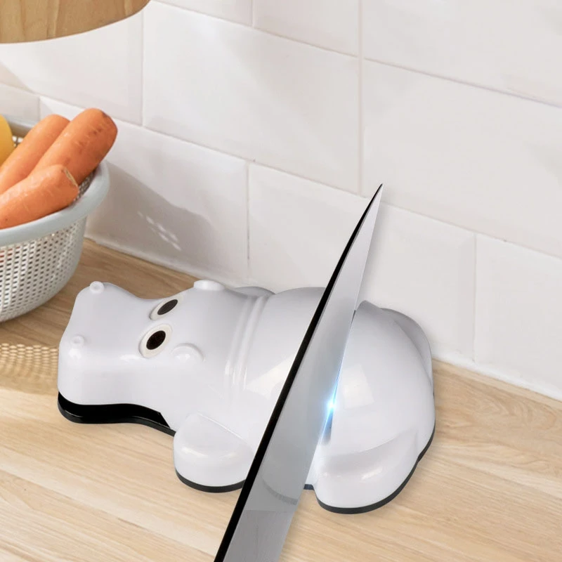 

Kitchen Knife Sharpener Easy And Safe To Sharpens Cartoon Hippo Impact Resistant for Knives Scissors Home Daily Use