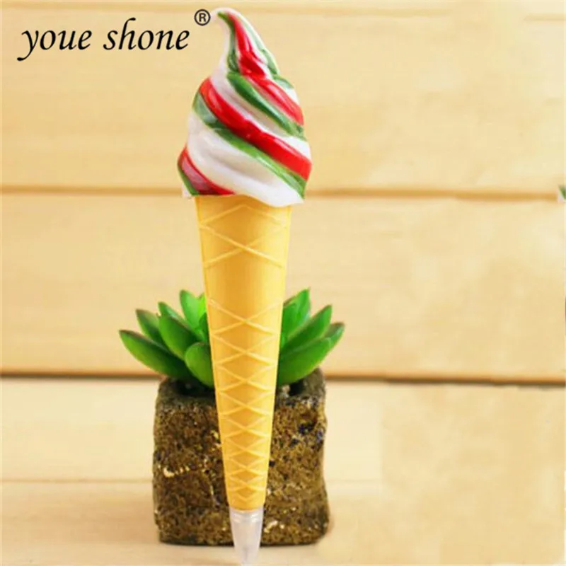 

YOUE SHONE 1Pcs/lot Cute food modeling ice cream ballpoint pen plastic pen 6 color for school office 0.7mm