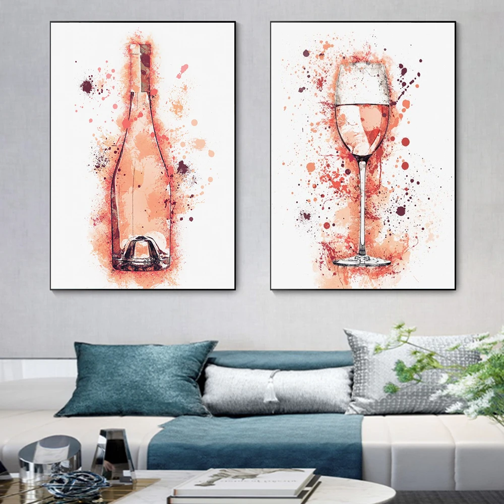 

Abstract Creative Graffiti Red Wine Glass Canvas Painting Nordic Minimalist Wall Art Bedroom Living Room Decoration No Frame