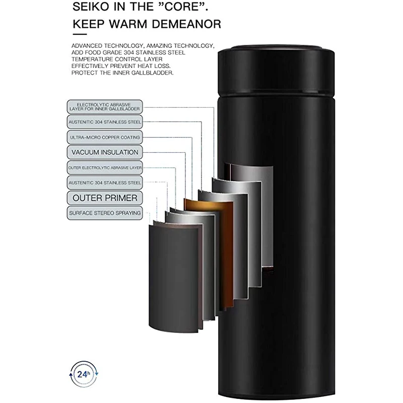 

Display Temperature Stainless Steel Thermos Vacuum Intelligent Water Bottle Travel Sport Home Water Bottle Coffee Milk Cup 500ml