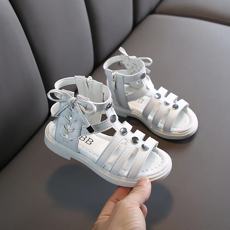 

Summer Girls Princess Butterfly-knot Beach Sandals Casual Sequined Gladiator Soft Children's Open-toe Flats For Kids Beach Shoes