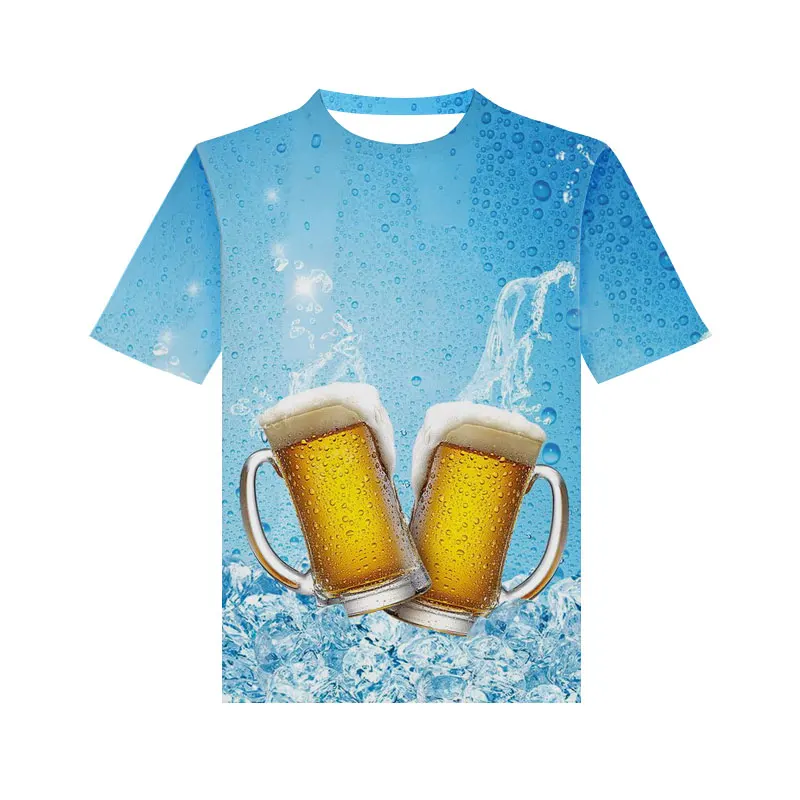 

Beer Printing Oversized T-shirt 3d Men's T-shirt Top Round Neck Trendy Casual Outdoor Street Beer T-shirt