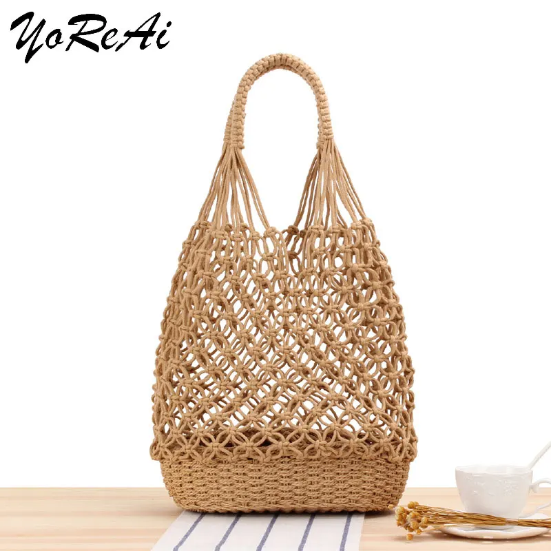 

YoReAi Casual Straw Women Shoulder Bags Wicker Woven Handbags Rattan Summer Beach Bag Large Capacity Tote Big Purses Shopper New