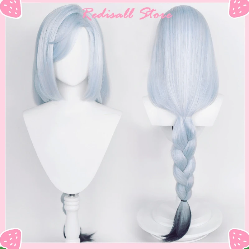 Genshin Impact Cosplay Shen He Wig 95cm Long Braided Ponytail Gradient Blue Pigtail Heat Resistant Hair Shenhe Role Play