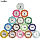 Фишки для покера из глины, 25 шт.лот, казино, Корона Монте-Карло, внутренний металл с отделкой, наклейка, разные цвета, фишки для игр Baccarat, Настраиваемые