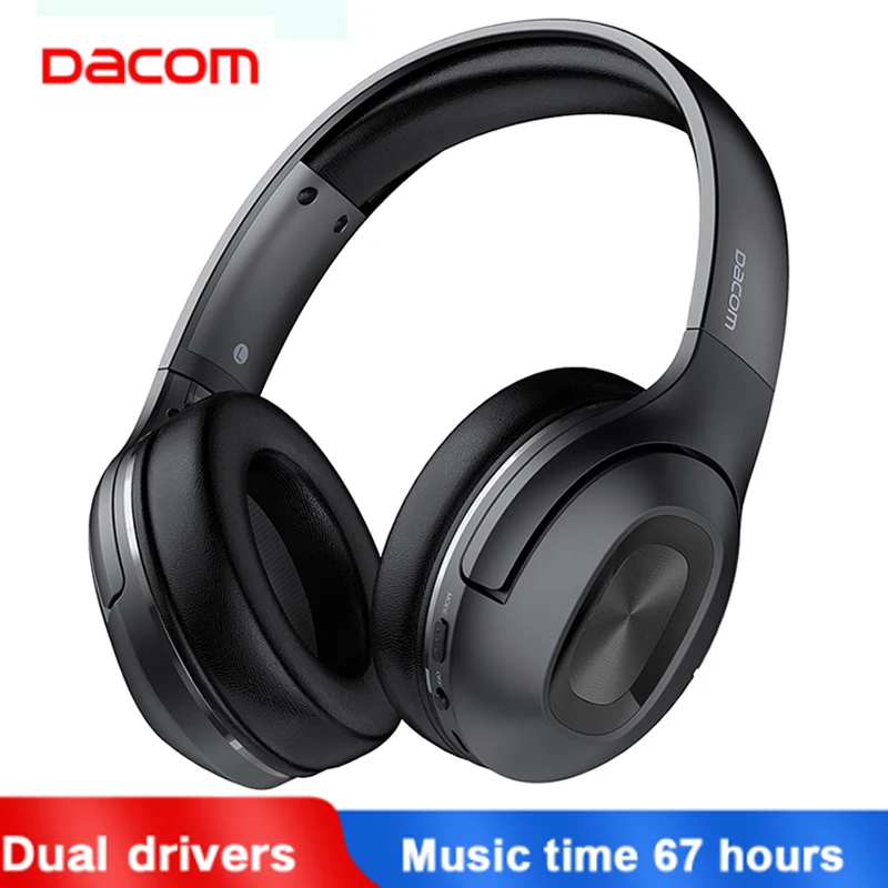 Dacom HF002 Bluetooth Headphones Deep Bass Wireless Headset Over-Ear Bluetooth Headset 5.0 Built-in Mic For Phones Computer