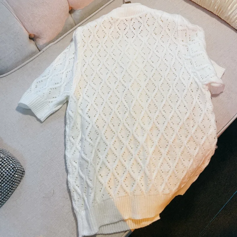

Summer New Diamond Beading Knitted Sweater Cardigan Women O Neck Single Breasted Sweaters Ladies 2021 New Casual Sweater Female