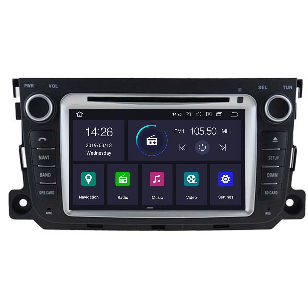Автомобильный мультимедийный радиоплеер с IPS-экраном на Android 10 для Mercedes Benz Smart Fortwo