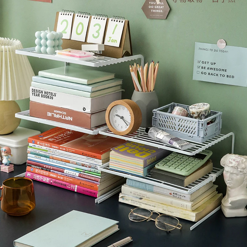 

Desk Shelves Desktop Storage Rack Office Sundries Desk Organizing Rack Kitchen Pot Rack Bathroom Multifunctional Organization