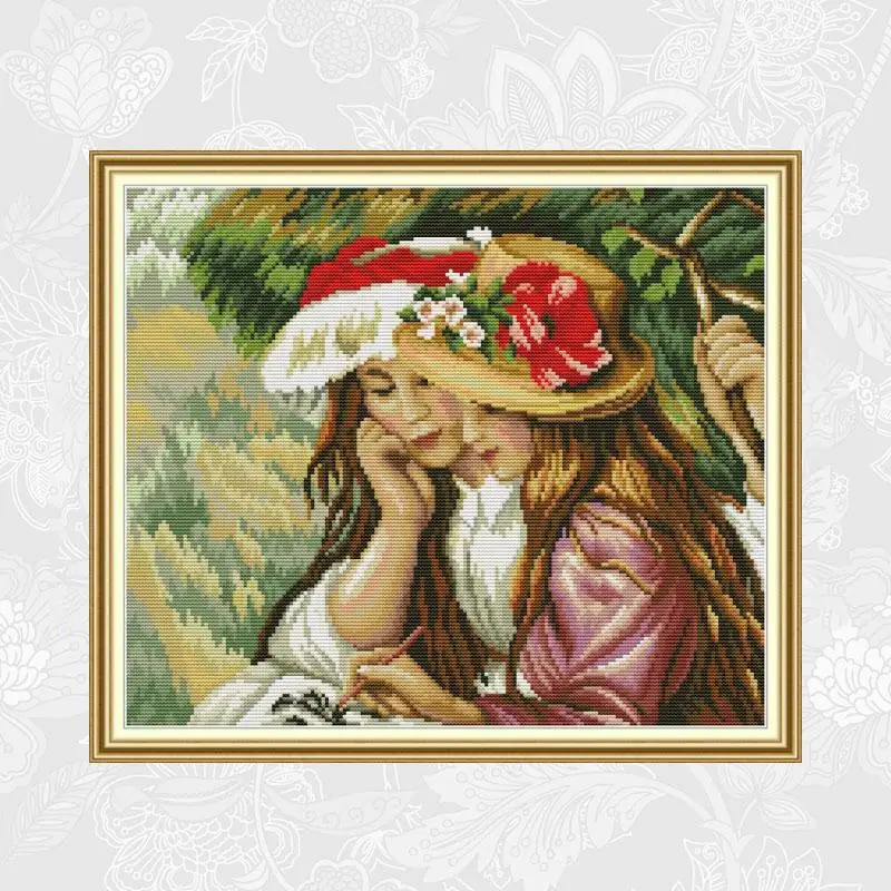 

Good Friend Paintings DIY Counted Embroidery Printed On Canvas DMC 14CT 11CT Chinese Cross Stitch Needlework Sets