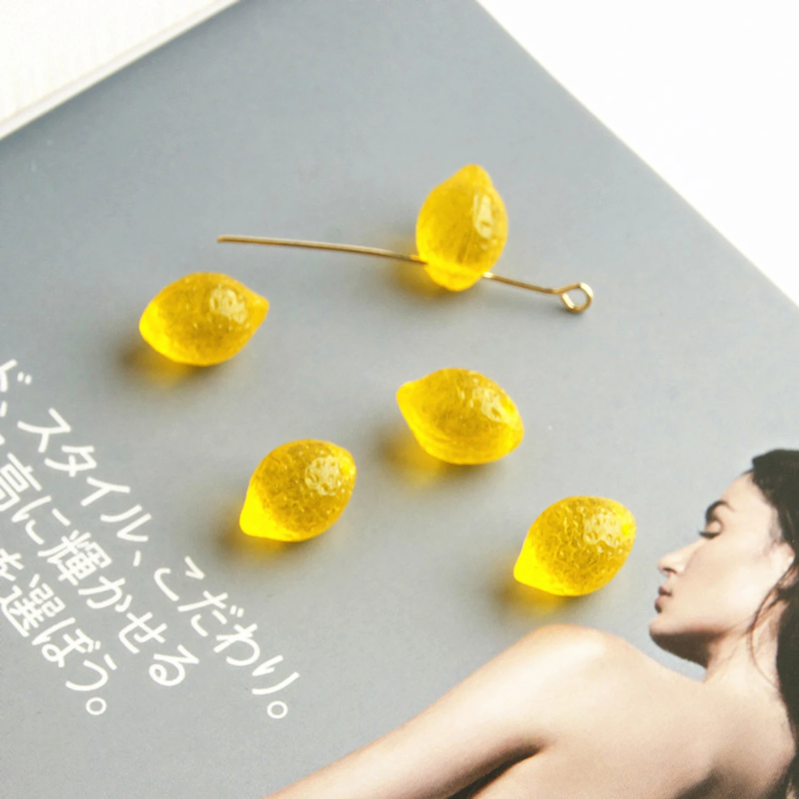 

Doreen Box Mixed Resin Food Fruit Pendant Charms Lemon Yellow Earring Key Chains Accessory DIY Charm Jewelry Make Handamde,1PC