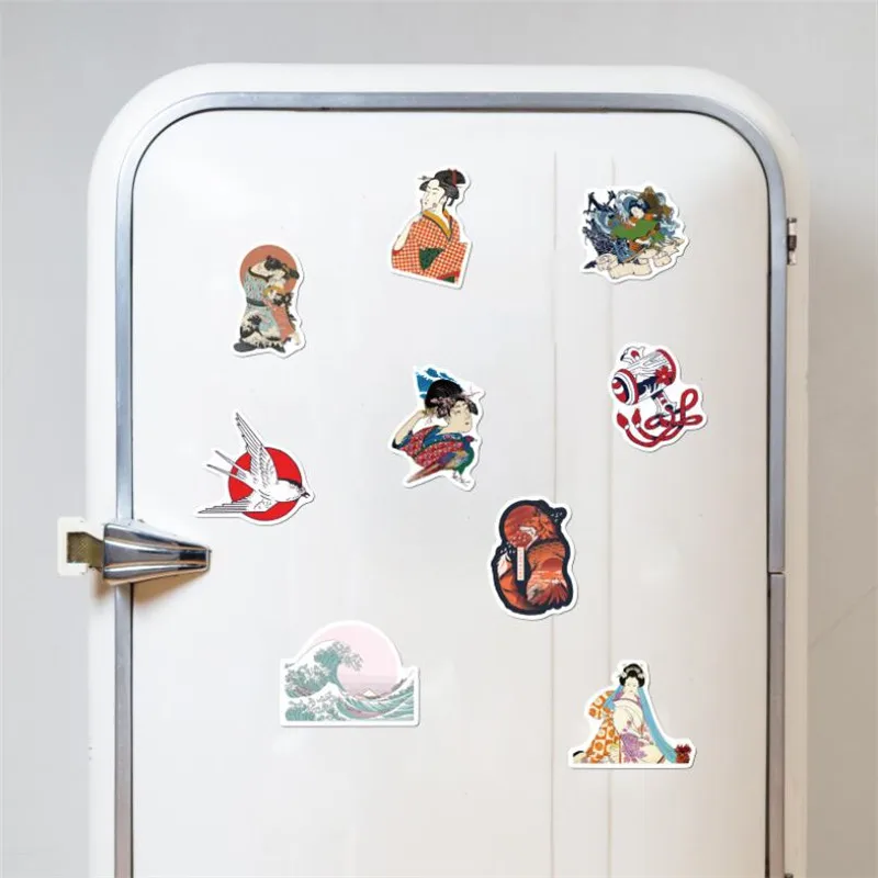 

10/30 / 50PCS Japan Ukiyo-e Wave Cartoon Graffiti Luggage Laptop Waterproof No Adhesive Stickers Wholesale