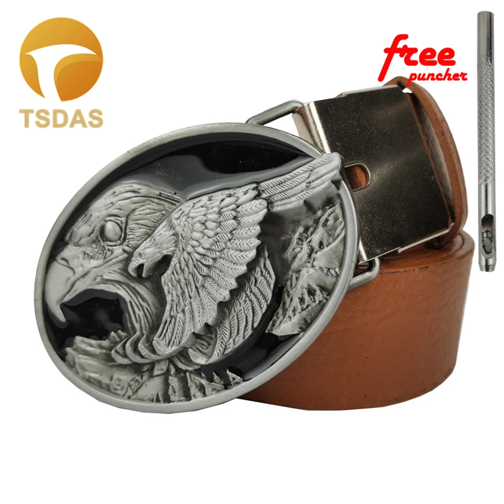 

Silver Animal Belt Buckle Head Suit for 3.8-4cm Width Belt Eagle Oval Metal Belt Buckle with Belt Cowboy Gifts Dropshipping