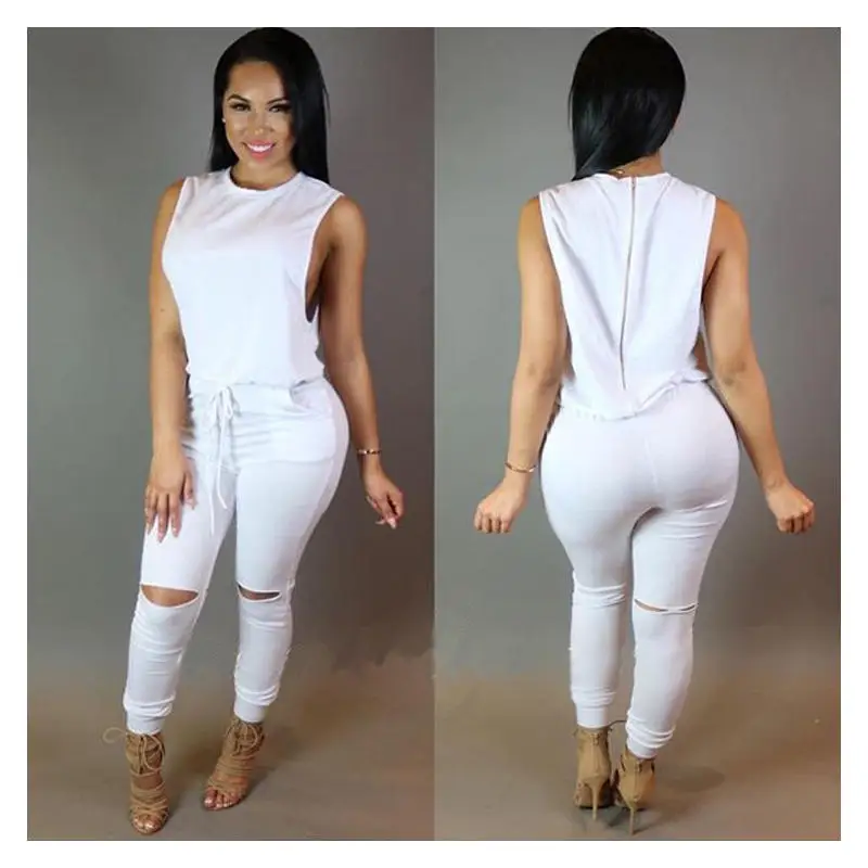 Женские комбинезоны без рукавов на молнии сзади с ложным вырезом завязках