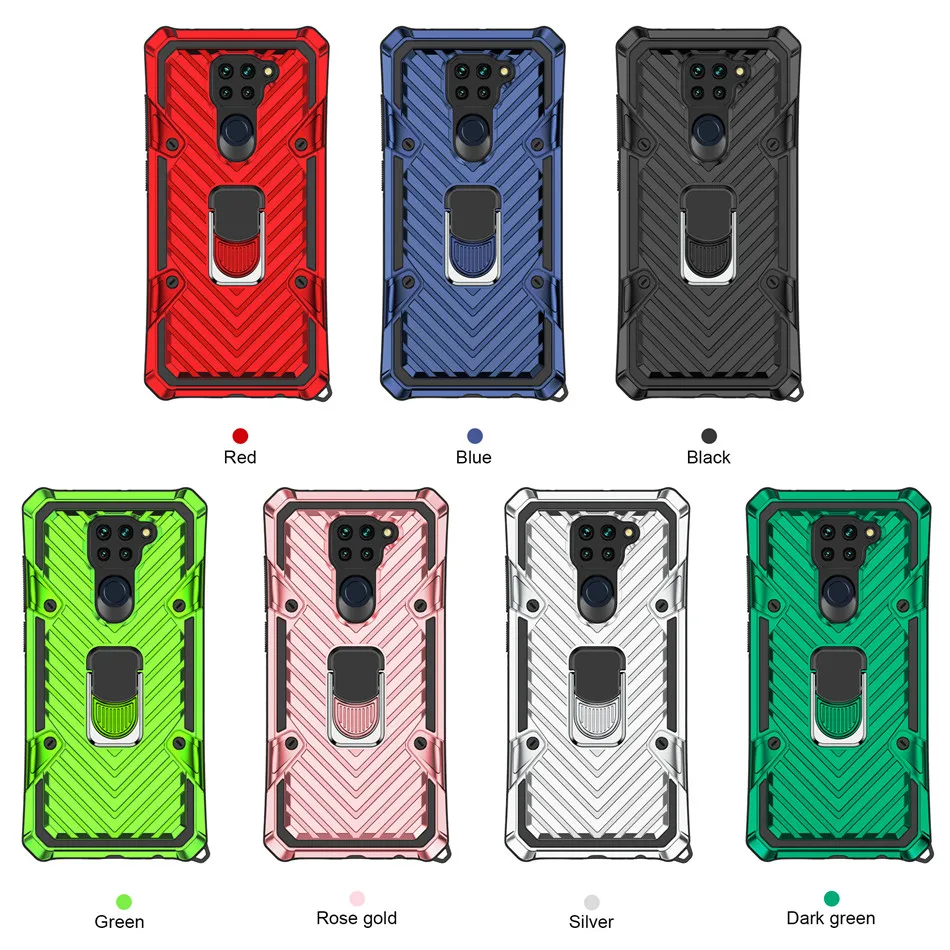 

New 2 In1 Case For Xiaomi Redmi 6 7 7A 8 8A 9 9A Note 8 9 Pro Max 9s Mi 10T Pro 5G POCO M2 Pro M3 X3 With Ring Case Cover
