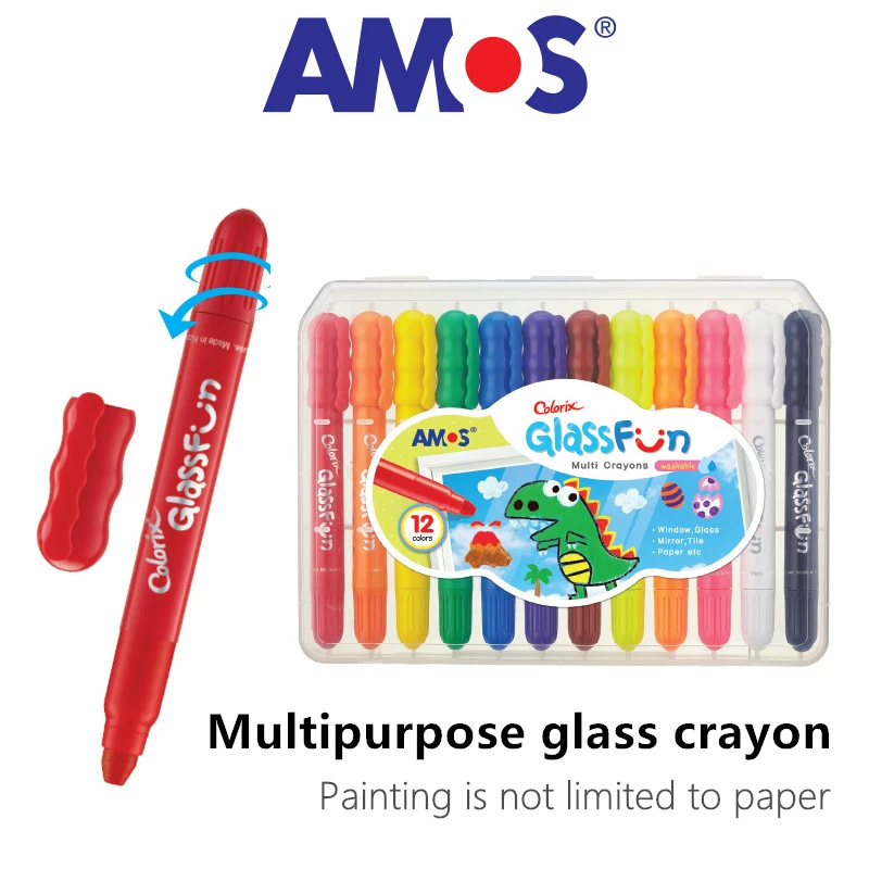 Забавный стеклянный набор цветных мелков AMOS GF6PC легкий в очистке безопасный и