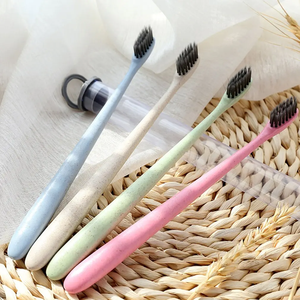 

Wheat-straw Environmentally-friendly Toothbrush Portable Fine Soft Brushing Anti-bleeding Toothbrush with Box For Adults