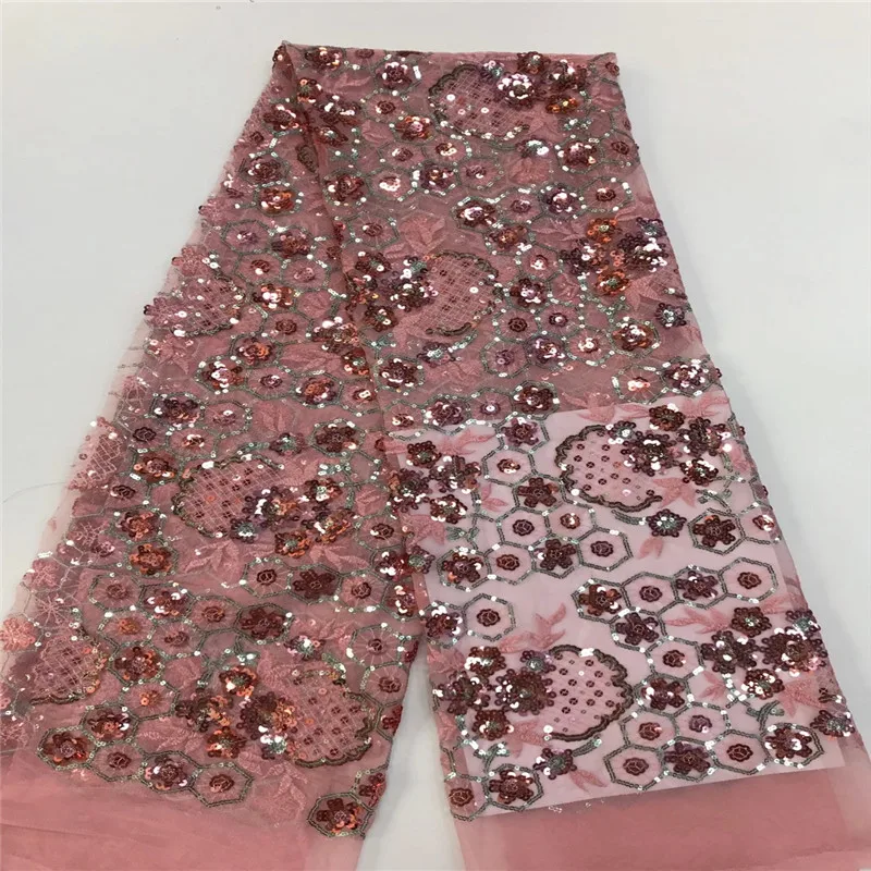 

Madison Emroiderey French Nigeria Tulle Mesh Laces Fabrics African Sequins Lace Fabric for Party Sewing French Mesh Lace Fabric