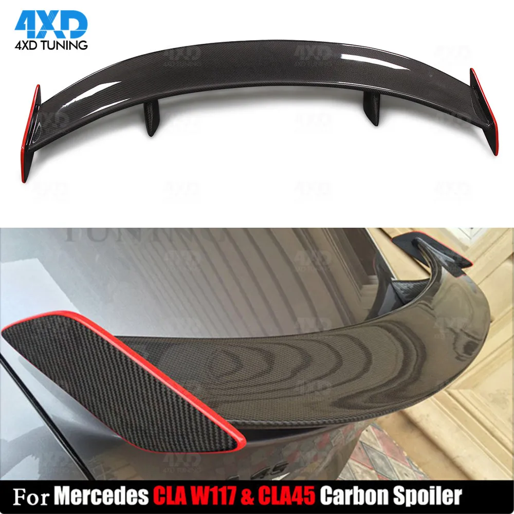 

W117 Carbon Spoiler With Red Line GT Style For Mercedes CLA45 AMG cla250 200 Rear Trunk Wing 2013 2014 2015 2016 2017 2018