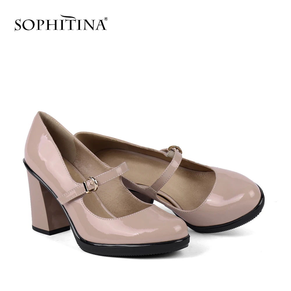 SOPHITINA/модные туфли лодочки на ремешке с пряжкой Высококачественная повседневная