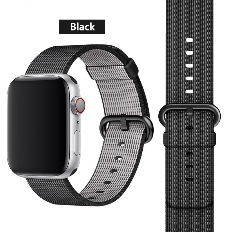 Black 6 Ремешок EIMO Nato для apple watch, ремешок 44 мм, 40 мм, apple watch 5, 4, 3, 2, iwatch, ремешок 42 мм, 38 мм, плетеный нейлоновый браслет correa, ремешок для часов - Цвет ремешка: Black 6