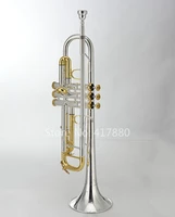 margewate bb trumpet brass silver plated body gold lacquer key b flat musicla instrument new trumpet with mouthpiece case