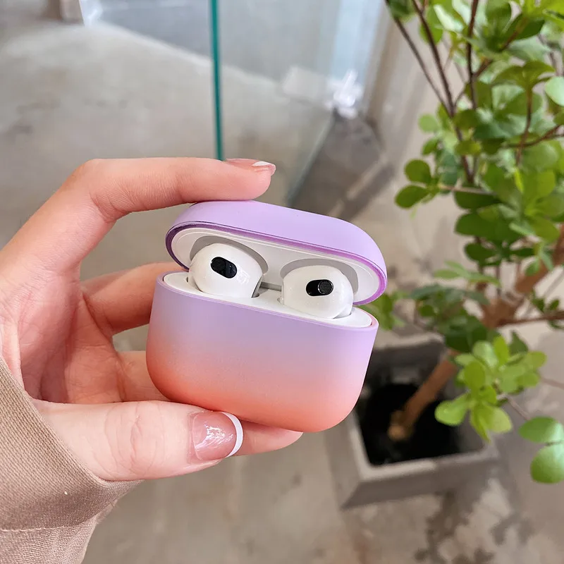 

Градиентные милые чехлы для наушников Apple AirPods3 2021 ярких цветов Яркий Цветной Чехол Air Pods 3 Защита Роскошный Жесткий Модный чехол