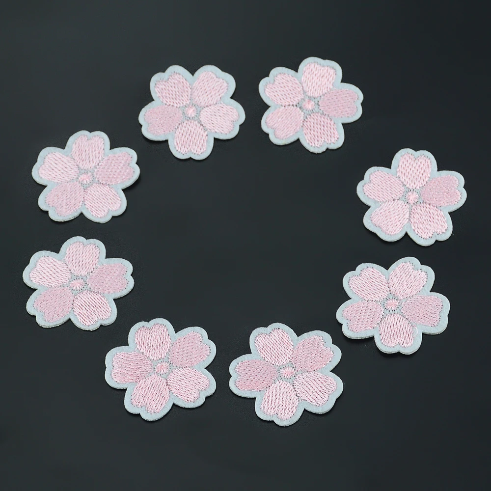 4 звёздочки 3 5 см розовые цветы Аппликации вышитая утюгом нашивка для девочек