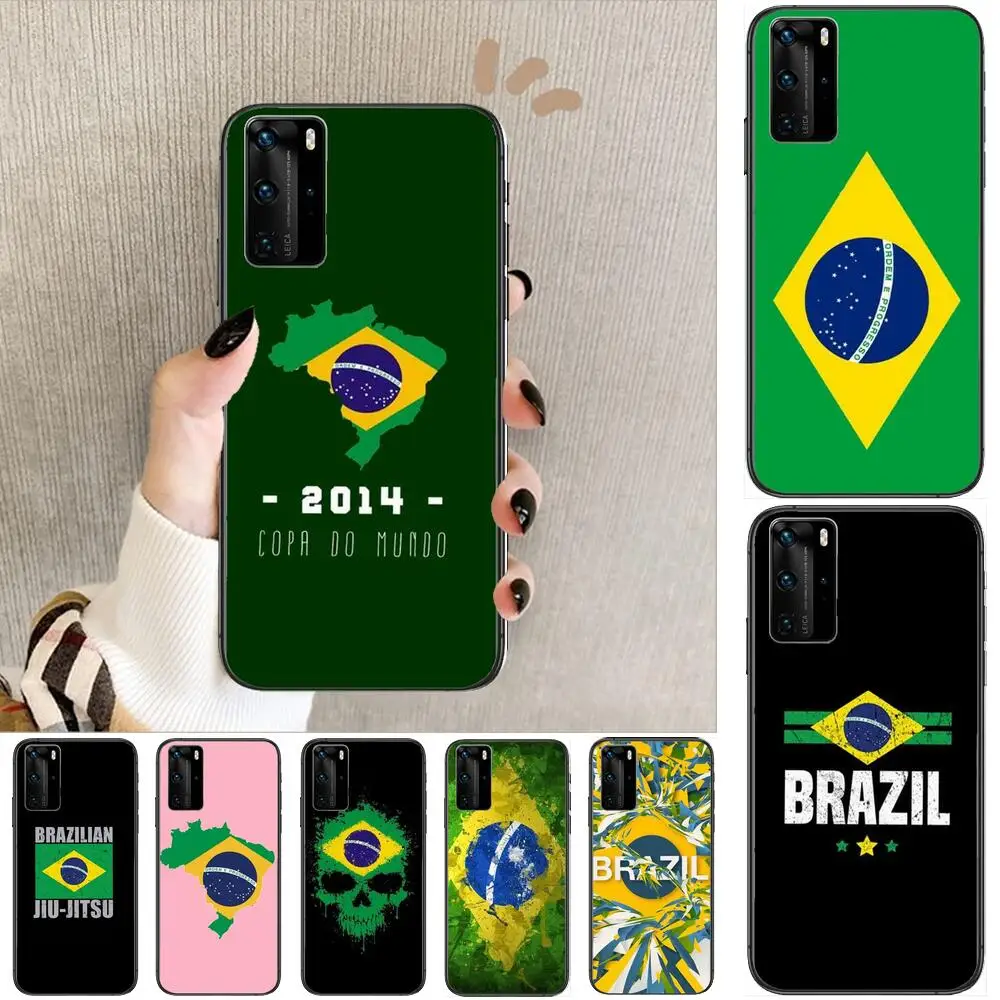 

Brazilian flag Phone Case For Huawei P40 p30 P20 10 9 8 Lite E Pro Plus Black Etui Coque Painting Hoesjes comic fas