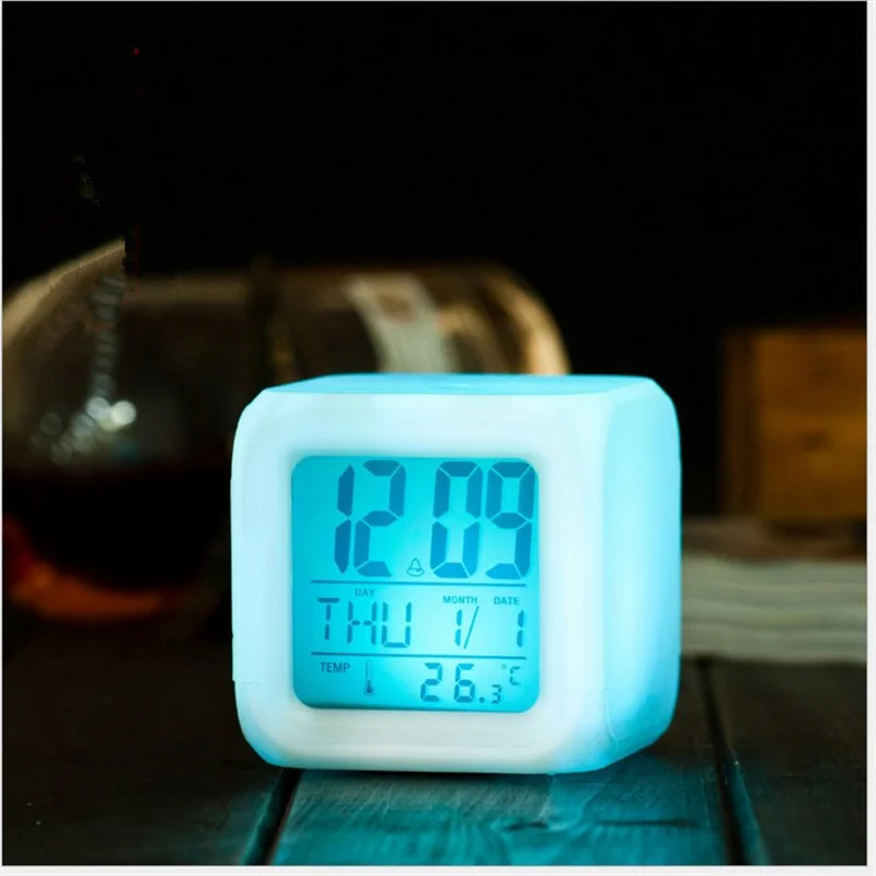 Многофункциональный белый квадратный/треугольный будильник светодиодные