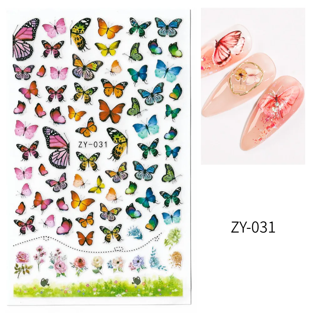 

10PCS Colorful Simulation Personality Butterfly Nail Art Sticker Cartoon Self-adhesive Nail Slider Nail Art Decoration Decal
