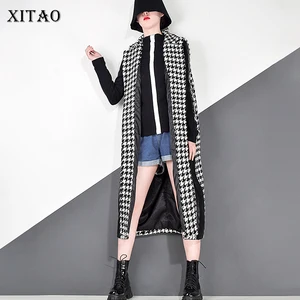 XITAO, повседневный жилет в стиле пэчворк, женский зимний пояс, модный новый стиль, отложной воротник, без рукавов, элегантная, на одной пуговице, DZL2272