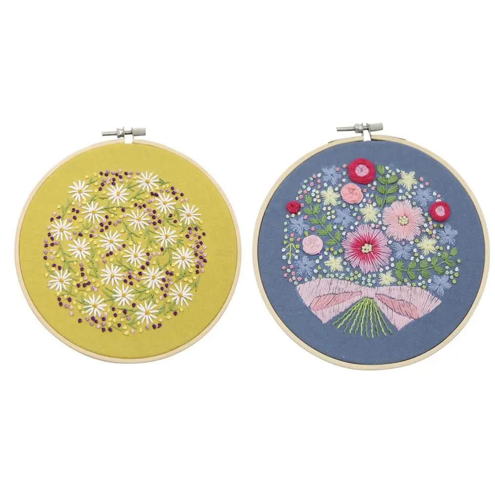 

2Pcs/Set Embroidery Kit For Diy Plant Pattern 3d Embroidery Tool Set With Embroidery Hoop