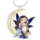 Сказочное ожерелье для девочек, элегантное и красивое ожерелье из смолы с голубым духом совы, милые аксессуары