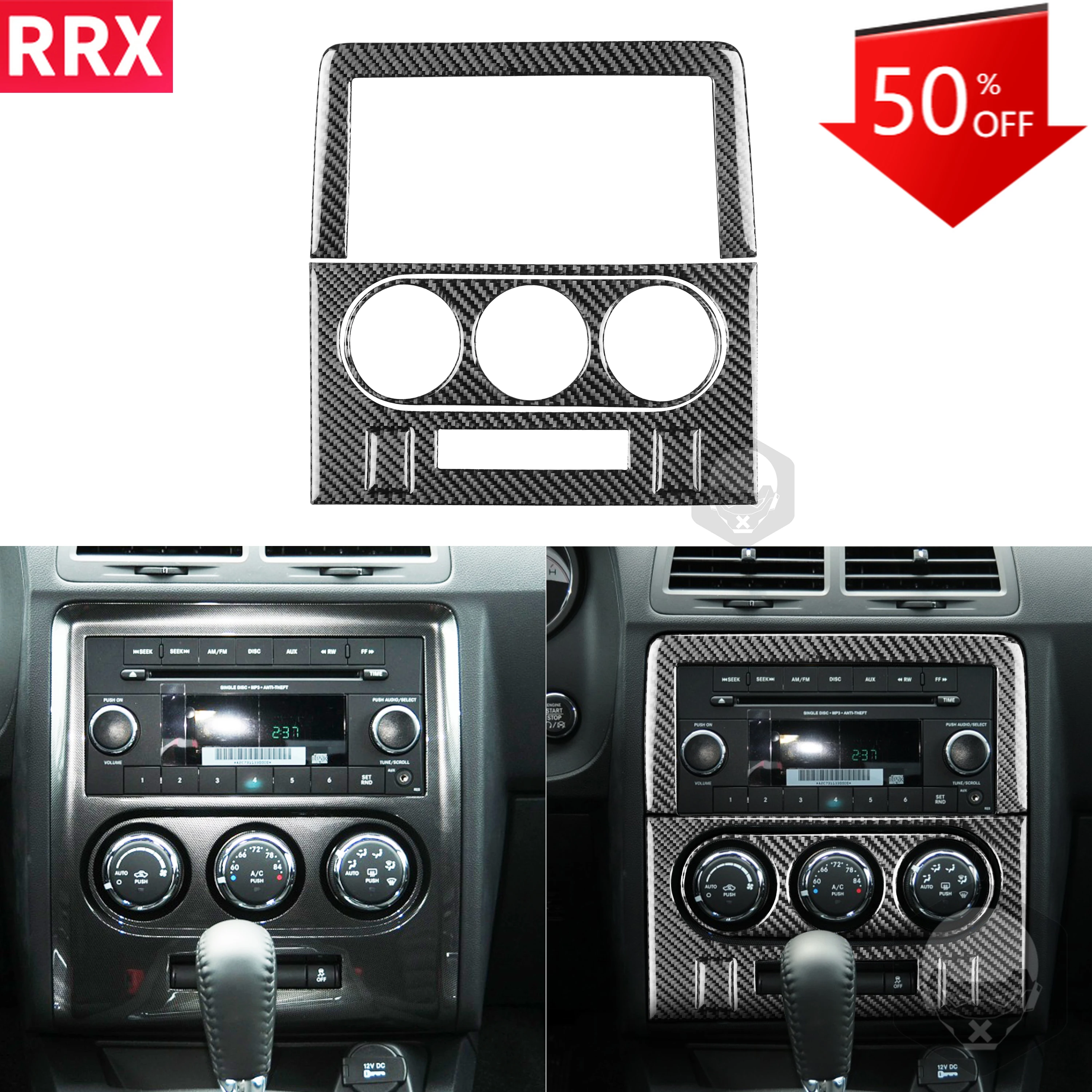 

RRX Carbon Fiber Sticker For Dodge Challenger 2008-2014 Hellcats Air Conditioning Radio Console Styling Interior Car Accessories