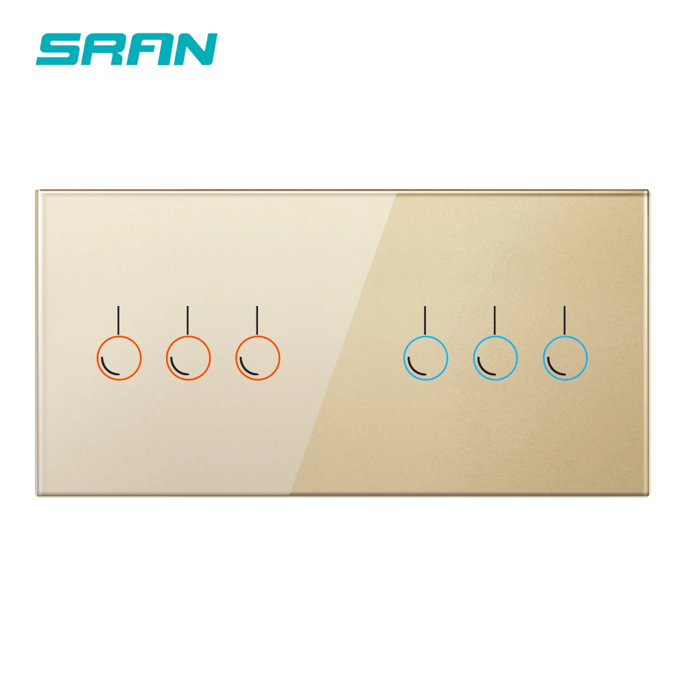 SRAN светильник переключатель Стекло панель роскошный сенсорный настенный