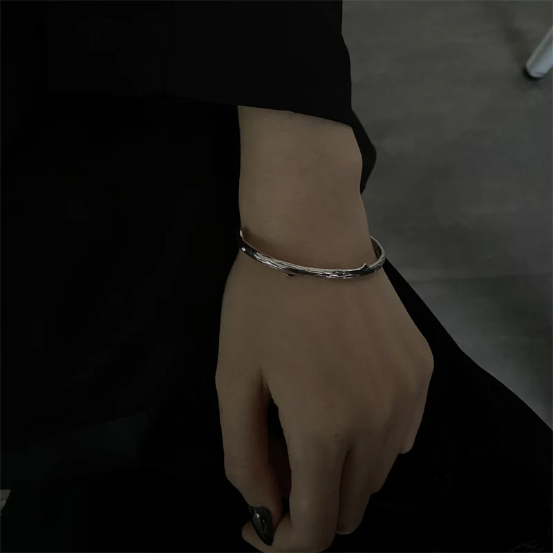 QMCOCO 925 Silver 2021 New Style Bangles Vintage Punk Opening Adjustable Geometry Trend Simple INS Man Woman Hand accessories | Украшения и