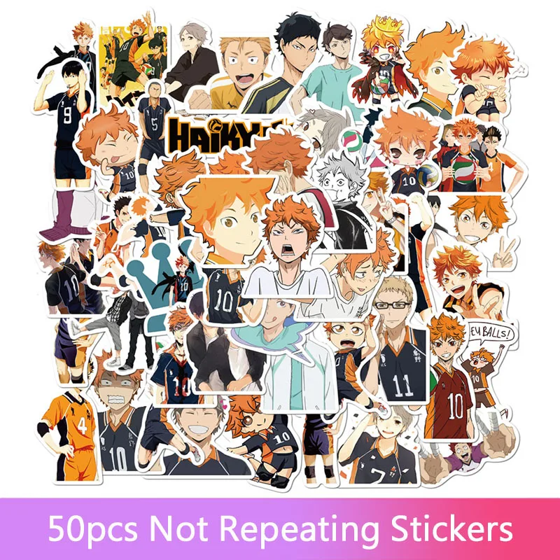

50Pcs/Set Haikyuu Stickers Japanese Anime Sticker Volleyball for Decal on Guitar Suitcase Laptop Phone Stickers