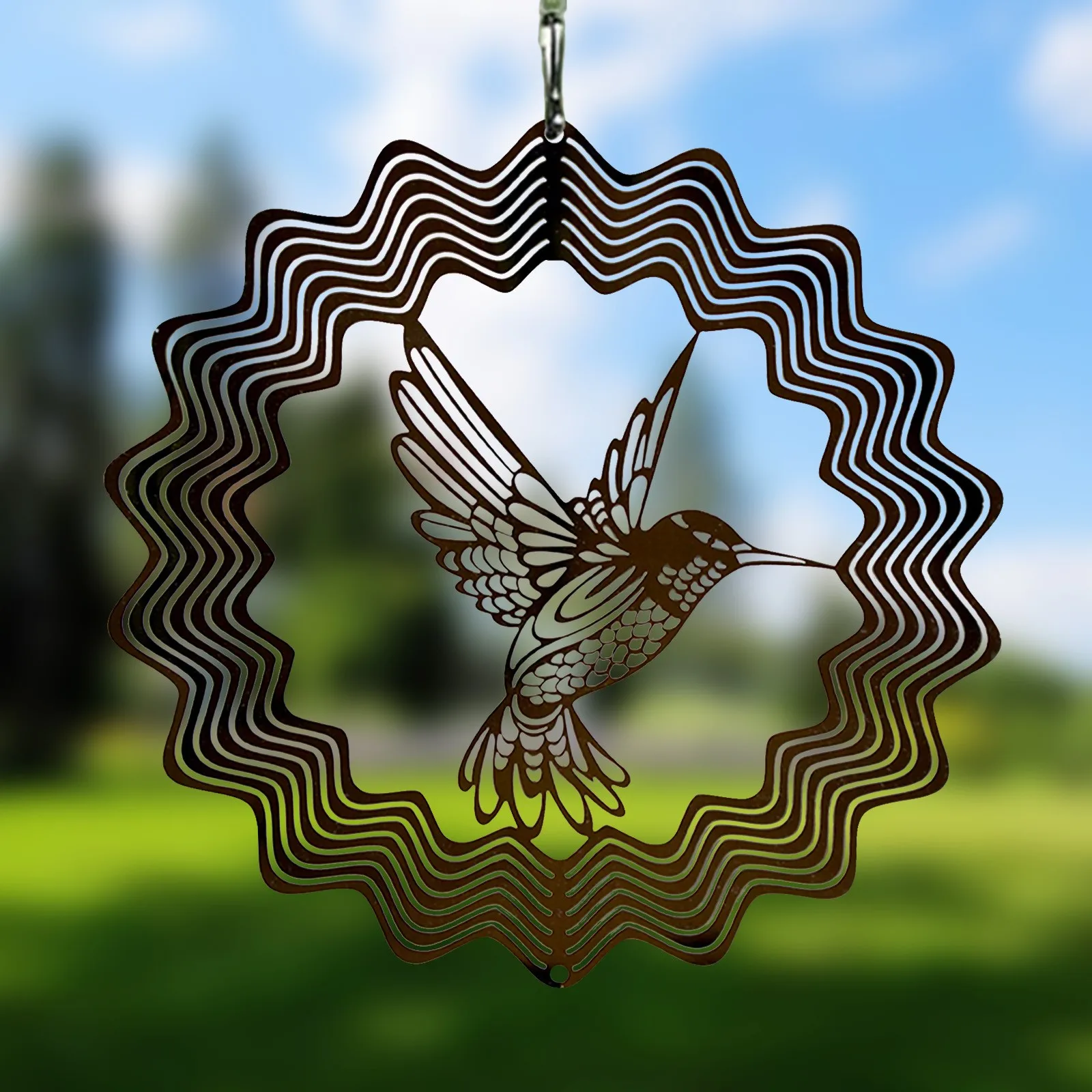 3D Wind Chimes Art Craft Stainless Steel Metal Hummingbird Indoor Outdoor Yard Garden Window Hanging Decoration Pendants | Дом и сад