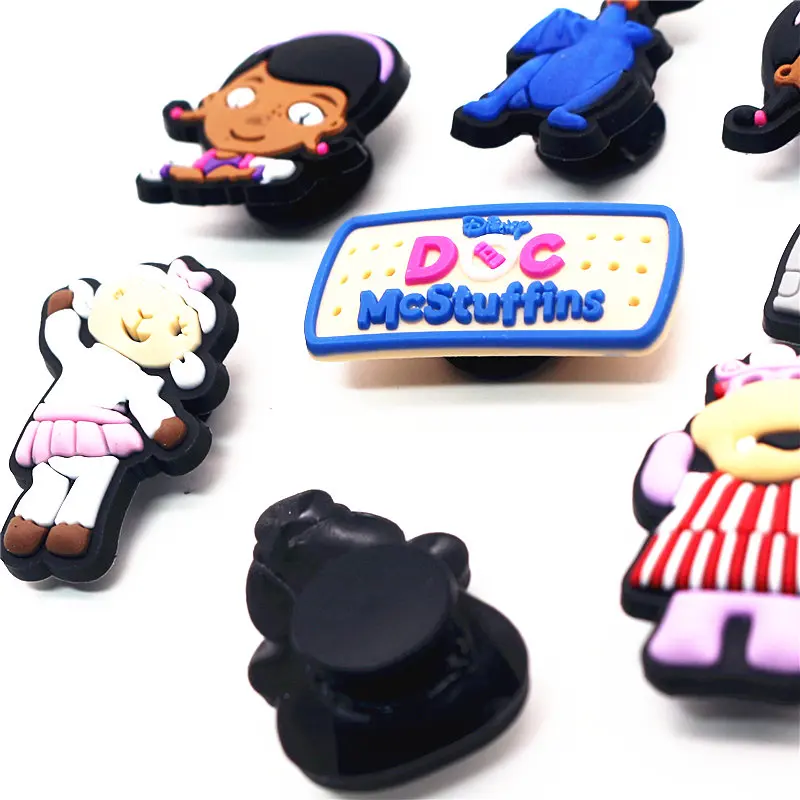7 шт. в комплекте, ПВХ, обувь, очаровательные, Мультяшные, Doc Mcstuffins, садовая обувь с пряжкой, украшение для Крока, браслет, jibz, детская вечеринка, X-mas, подарки