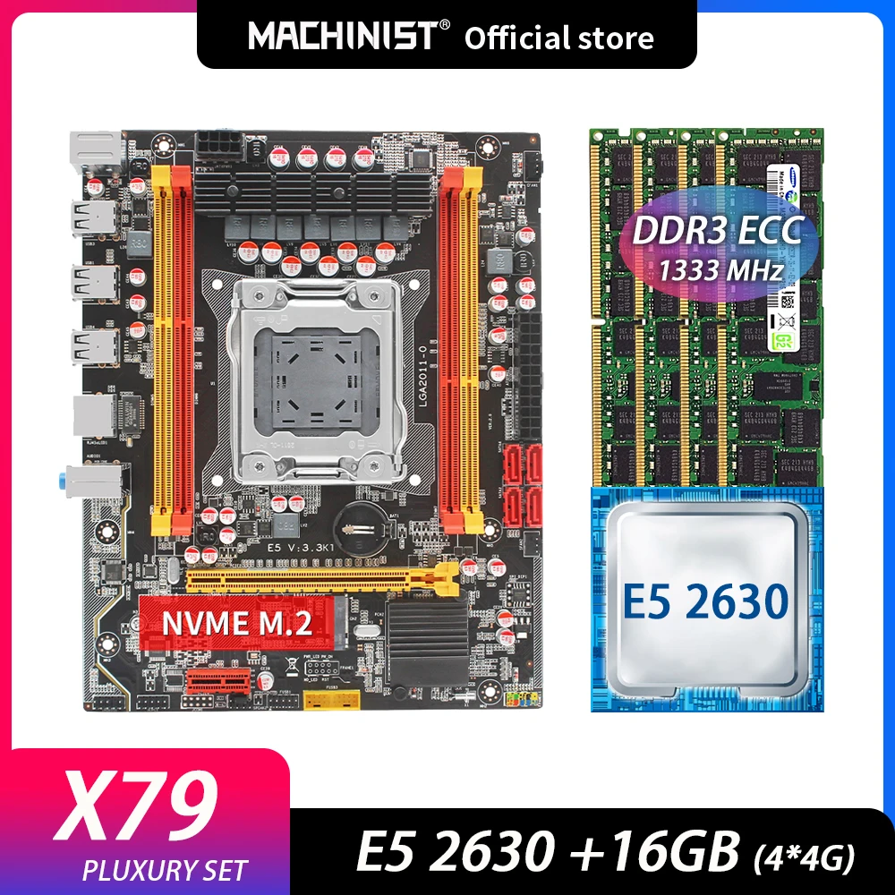 

Machinsit X79 материнская плата с процессором XEON E5 2620 2*4 = 8 Гб DDR3 1333 МГц память ECC комбинированный комплект LGA 2011 процессор E5 V3.3K