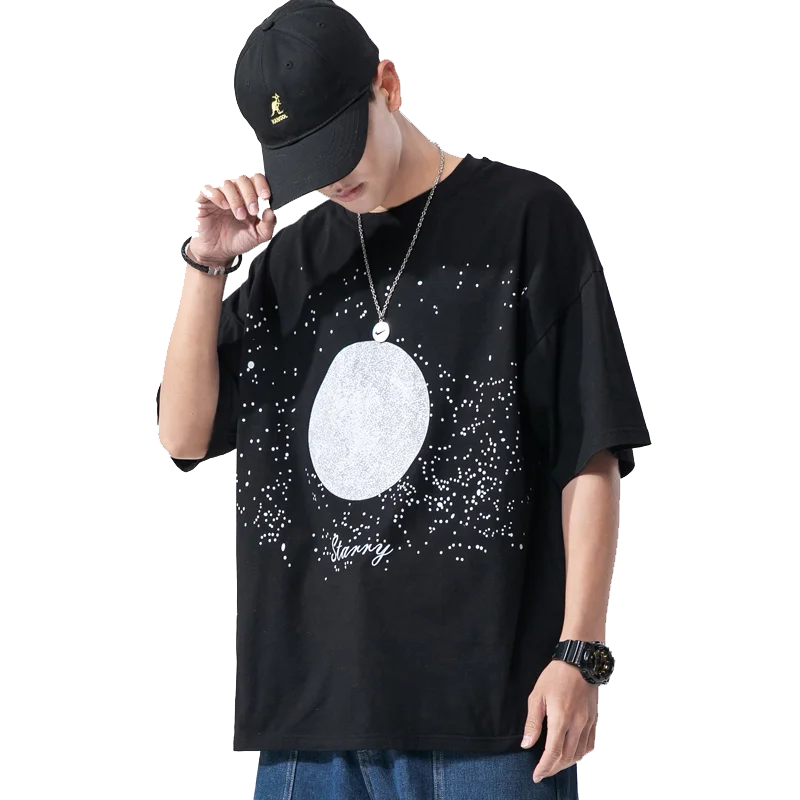 

iiDossan 2020 Casual T Shirts Men Summer Streetwear Cotton Tee Shirt Basic Polka Dot Print Tops Hip Hop Japanese Harajuku Shirts