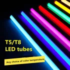 Интегрированная светодиодная цветная трубка 2835SMD T5T8, 0,3 м0,6 м, светодиодная красная, зеленая, синяя, розовая, фиолетовая трубка для AC100-265V свежих продуктов