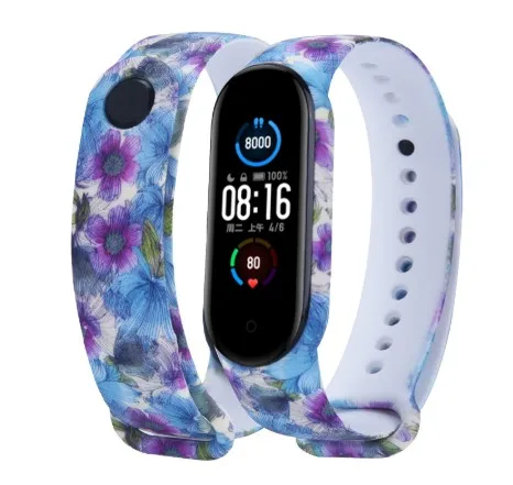 

For Mi Band 4 5 6 Strap Replacement Bracelet for Xiaomi miband 3 4 Universal silicone Colorful flowers wrist strap for mi3 belt