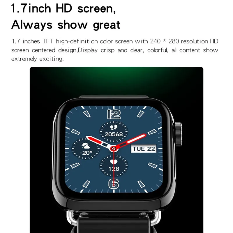 Смарт-часы QY03 мужские и женские часы с экраном 1 69 дюйма Пульсометром |