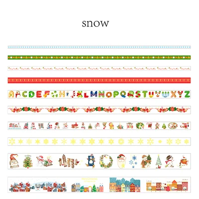 10pcs/set Happy Christmas cute Release paper tape set Lovely New Year style decorative tape bullet journal sticker kawaii - Цвет: snow