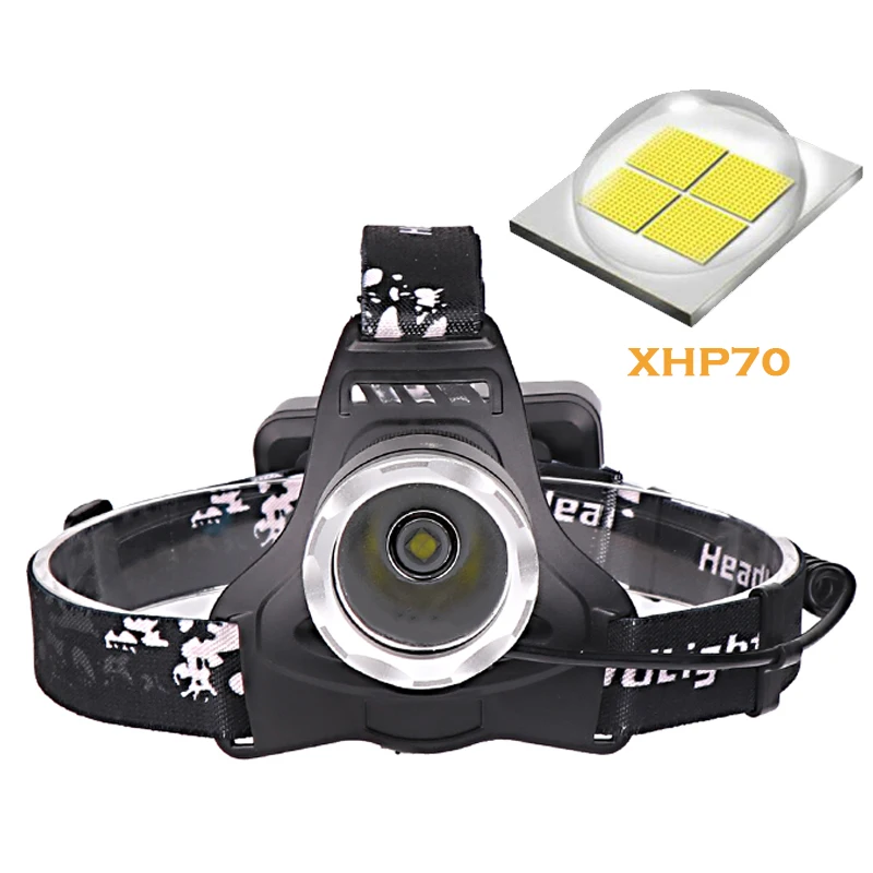 Мощный светодиодный налобный фонарь XHP70 usb с зумом 3 режима CREE xhp70 35000lm Головной для