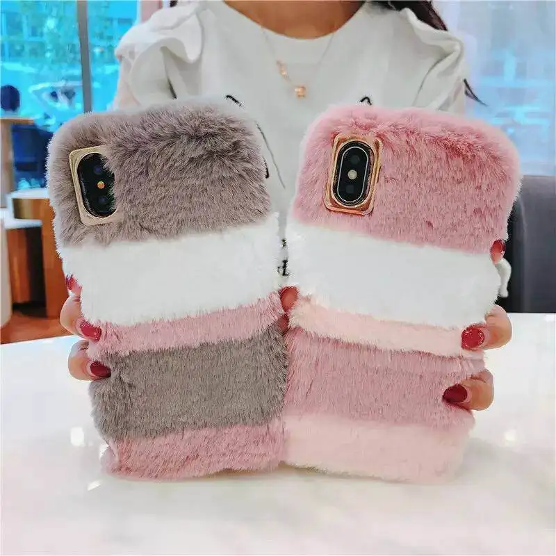 Cute Plush Fur Fluffy Rabbit Phone Case For iphone 4 4S 5 5S SE 6 6S 7 8 Plus X XS 11 Pro MAX XR Protective Cover |